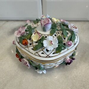 Lenox Rose Blossom Bowl 24 Karet Gold 3D‎ Roses Trinket Box